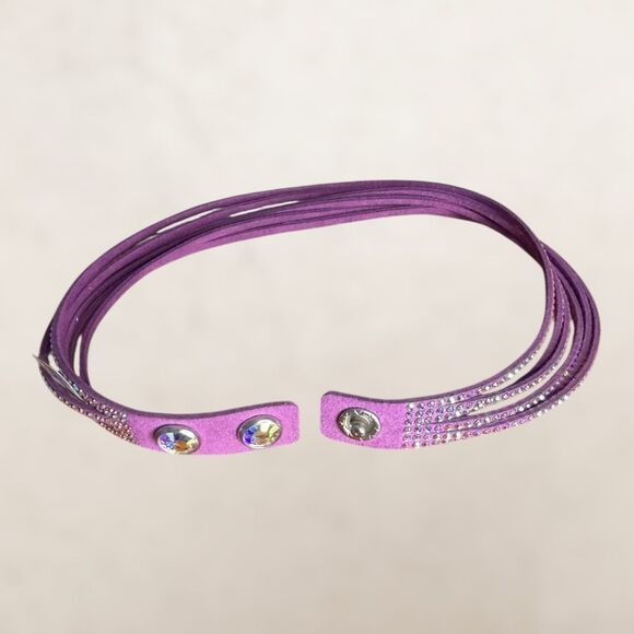 Swarovski Slake Wrap Bracelet Lilac Purple with Clear Crystal Stones Adjustable - Picture 3 of 6